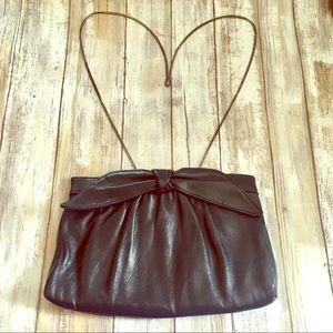 Navy vintage faux leather purse chain handle